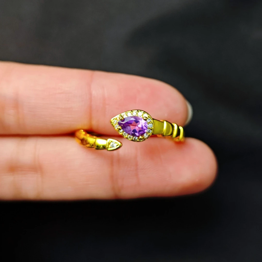 紫水晶蛋面戒指C01-288赠礼盒(多样性发)