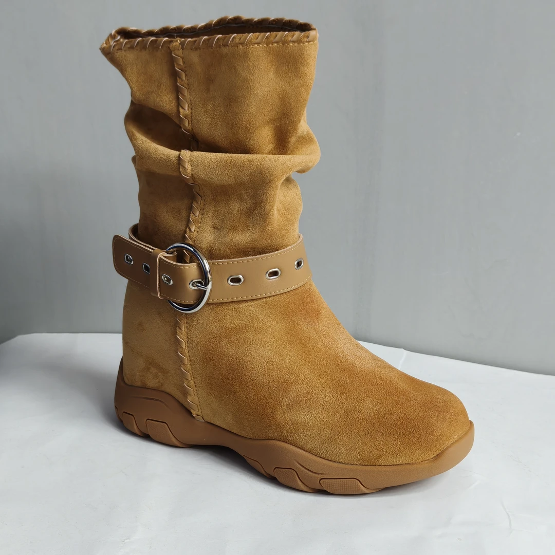 增高9-12cm马丁靴女2025春秋新款厚底复古中筒靴切尔西女靴子