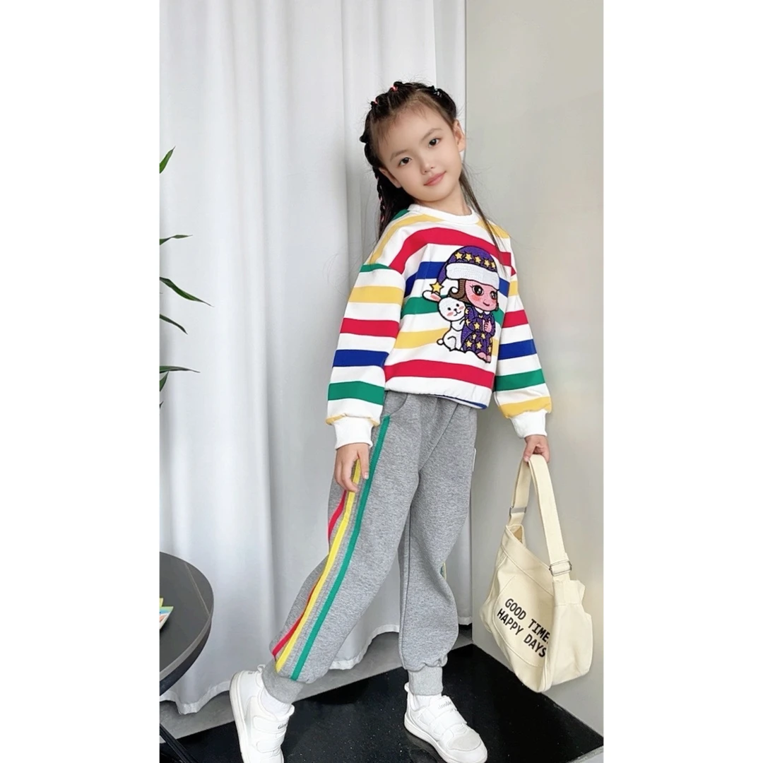 童装女童套装春款卫衣两件套长裤时尚小女孩洋气潮款秋中大童衣服