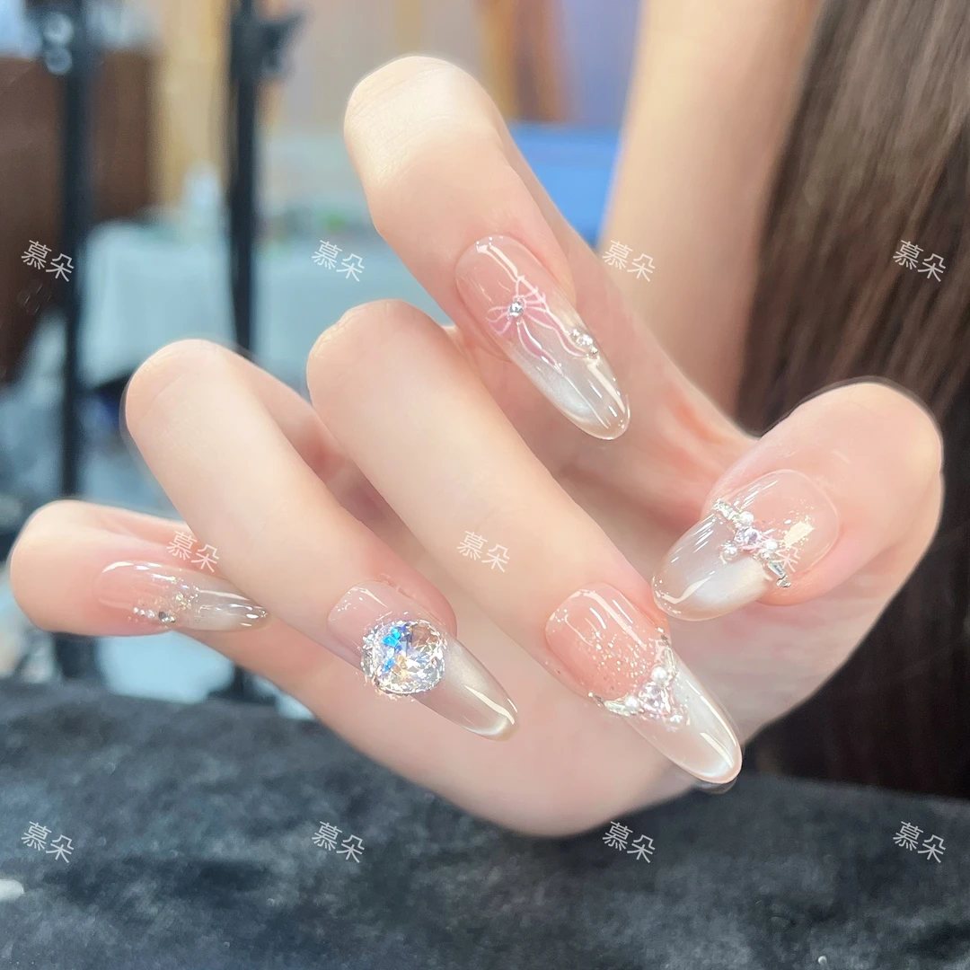 【甜蜜星雨】纯手工穿戴甲气质显白轻奢美甲十片装
