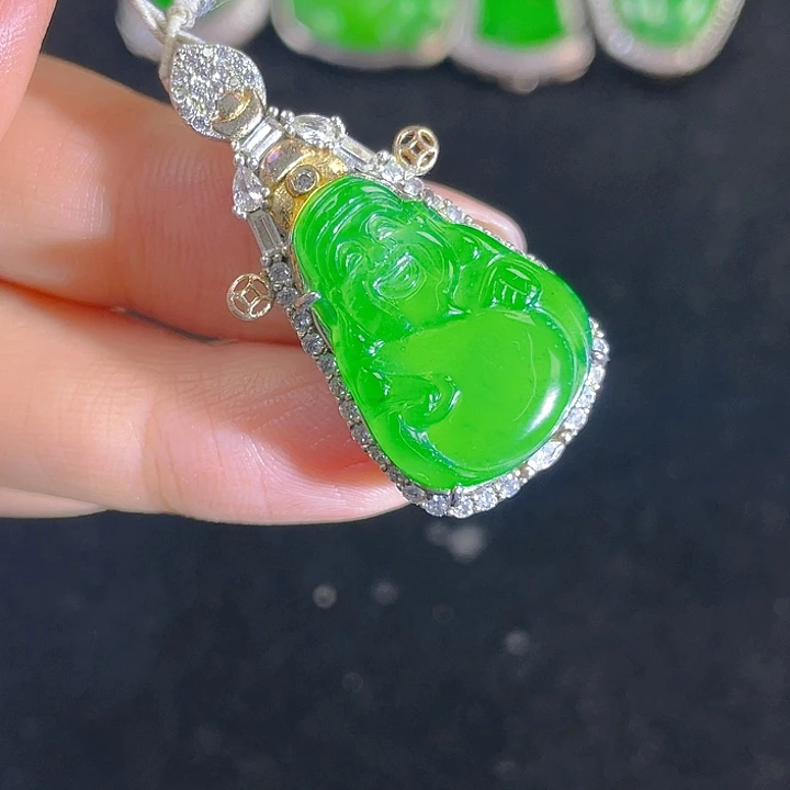 翡翠吊坠(不含链)银S925镶嵌