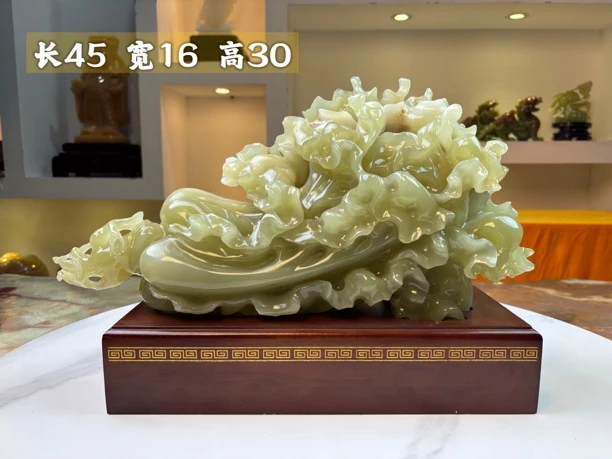 “百财聚来”开业家居玄关办公室天然手工雕刻精美摆件