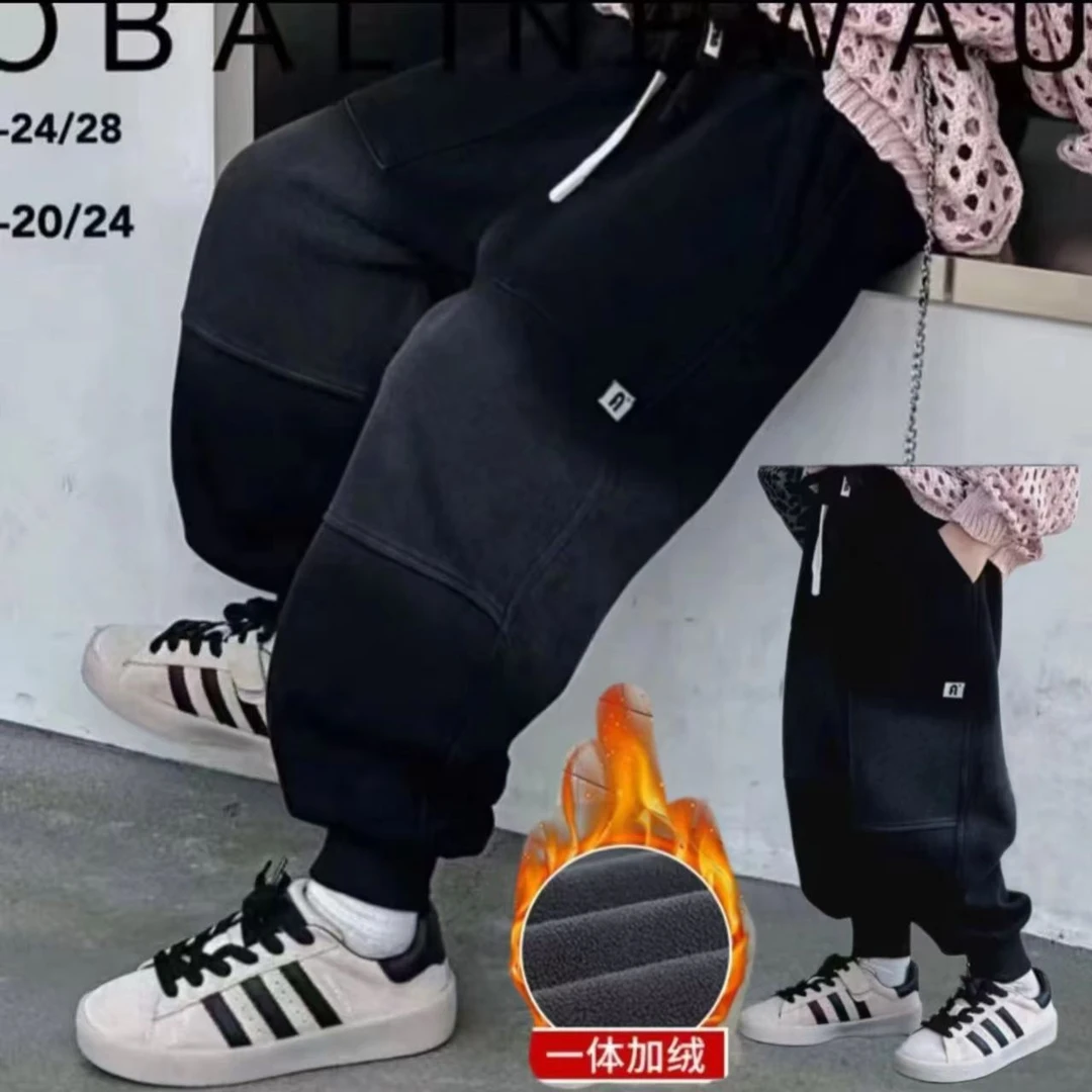 【加绒】男童休闲字母卫裤休闲裤男童加厚中大童冬季冬款