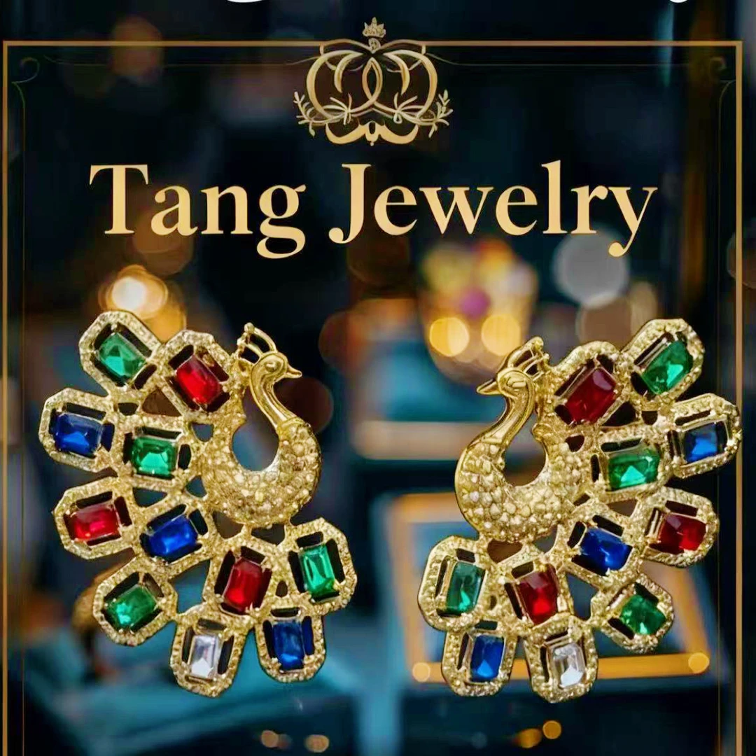 雀之舞中古cintage重工耳饰孔雀