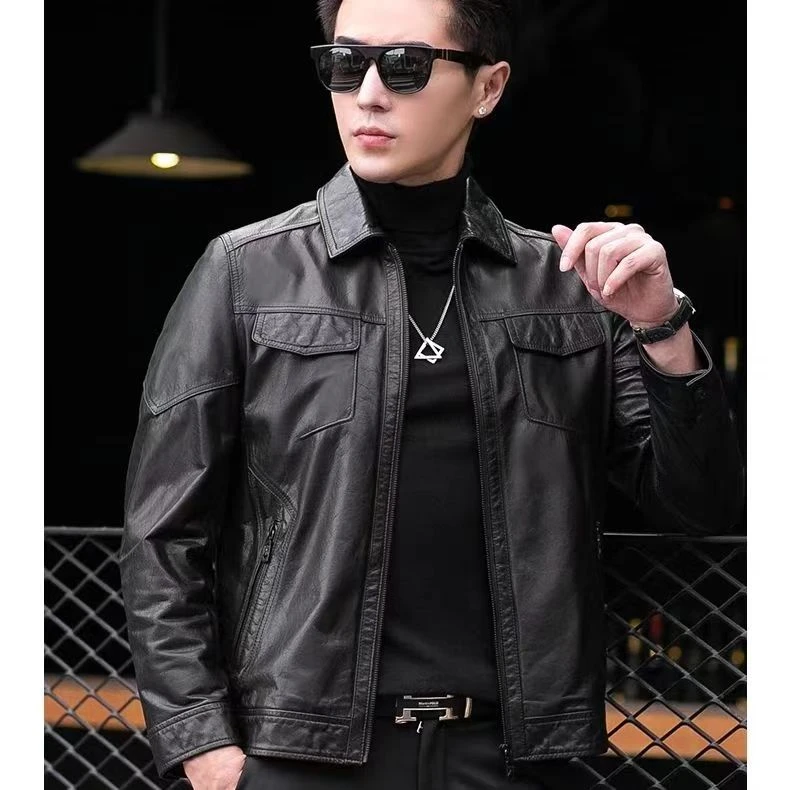 直播间为主私拍随机发货男款皮衣男士短款时尚休闲潮流修身翻领