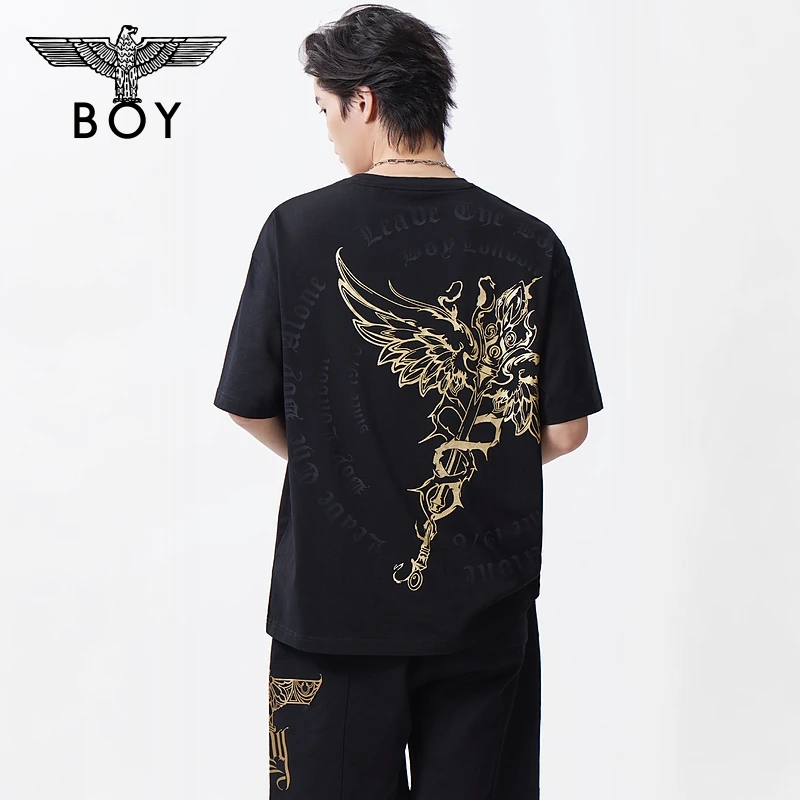 BOY LONDON新款夏季男女同款烫金圆领时尚高街潮牌短袖T恤N01128