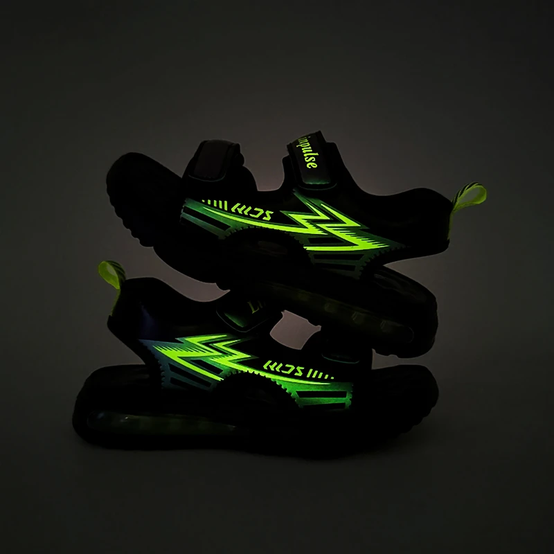 【夜光款】儿童运动透气软底时尚男童露趾跑跳速干沙滩鞋男童凉鞋