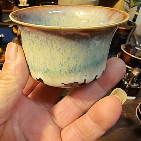 初***学天然老黑釉斗笠盏盏