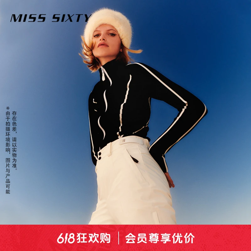 Miss Sixty滑雪系列毛织外套女户外修身撞色citywarm