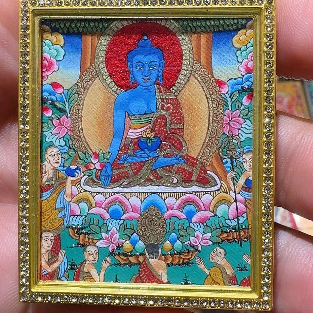 吊坠纯手绘药师佛唐卡