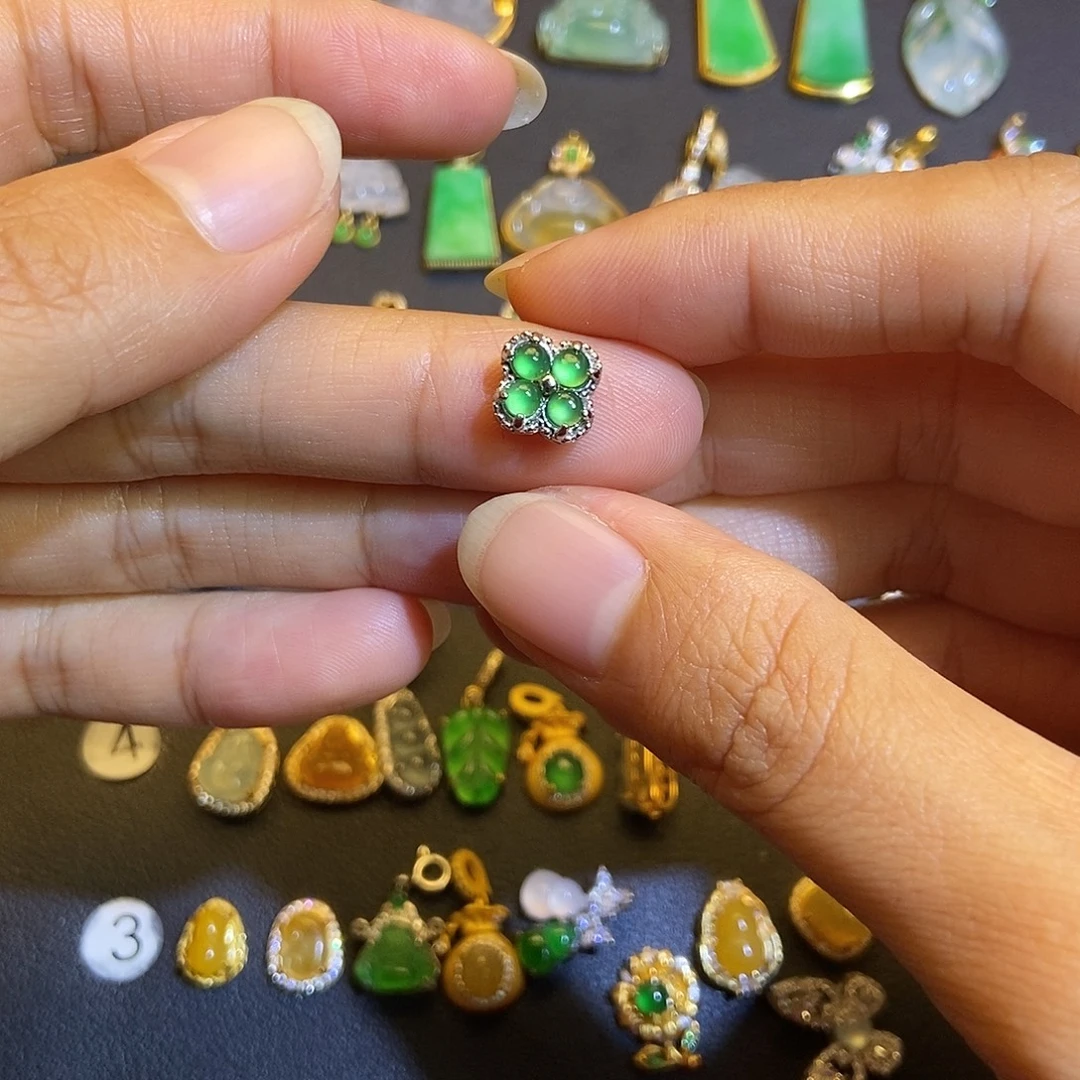 翡翠银S925镶嵌吊坠(不含链)