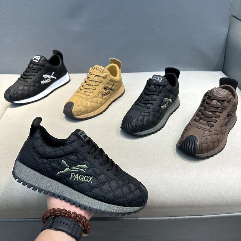 2026四季新款低帮系带拼接韩版防滑软底阿甘鞋运动休闲百搭男鞋