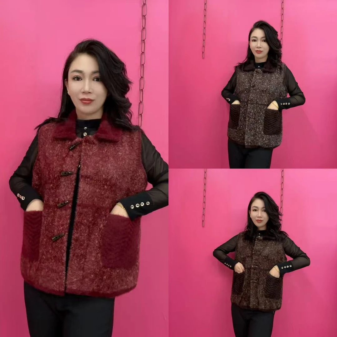 602-翻领双面绒妈妈款马甲
