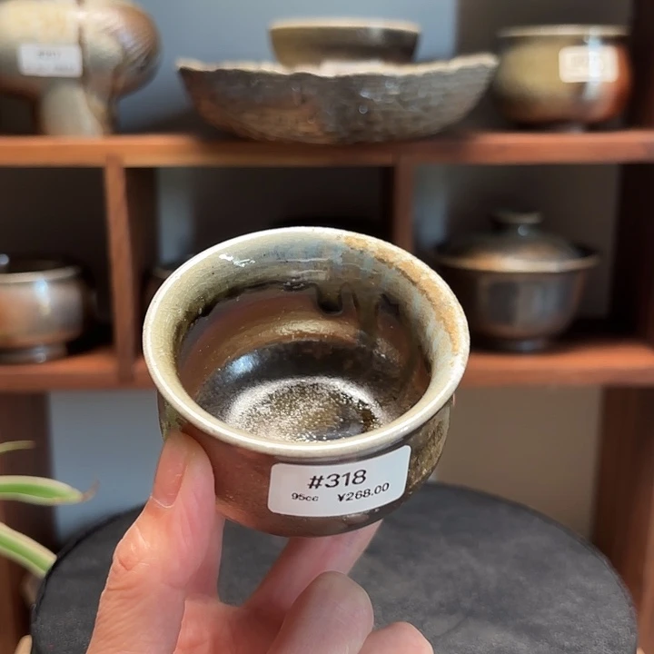 杯#318柴烧裸烧窑变美人泪茶杯