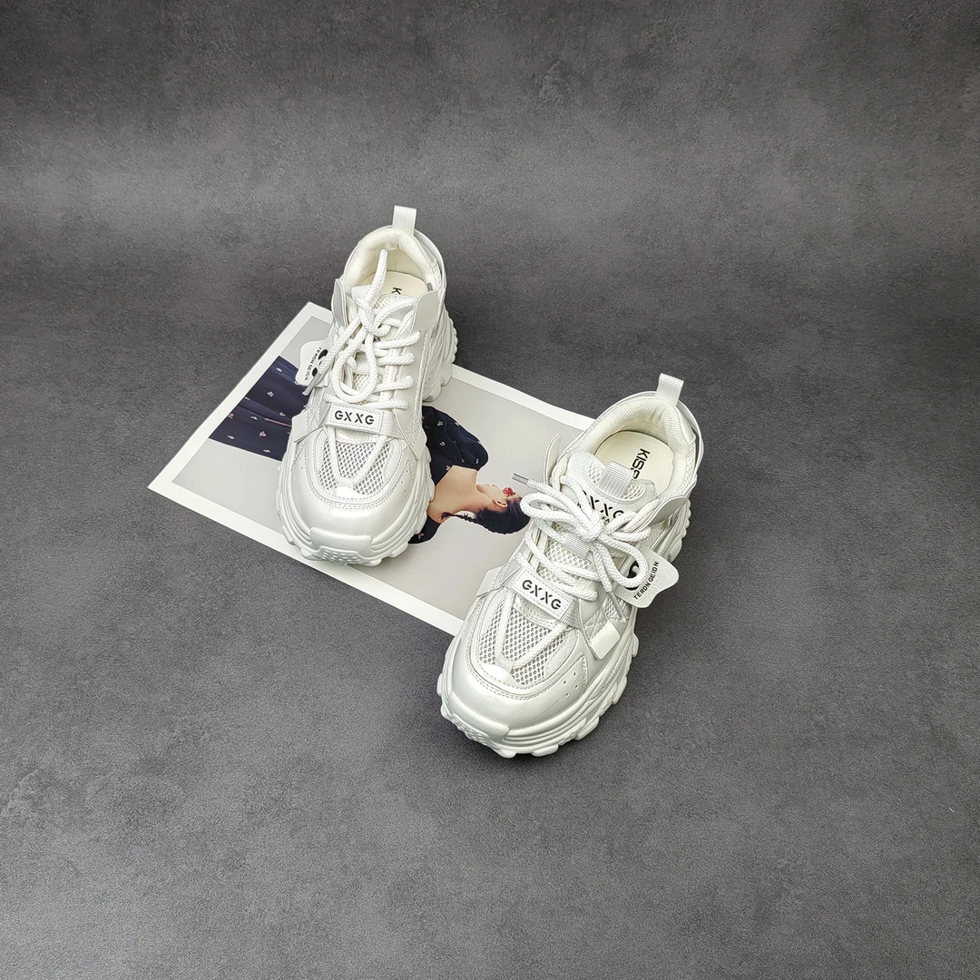 2025夏季新款时尚百搭厚底增高显瘦网面女士休闲老爹鞋-2070