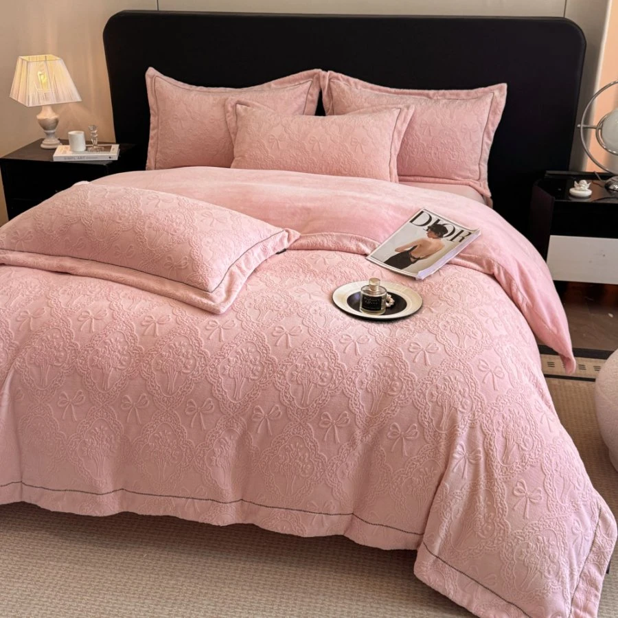 CC柔软冬加厚被套亲肤舒适刺绣款牛奶绒四件套zb莫奈花园223