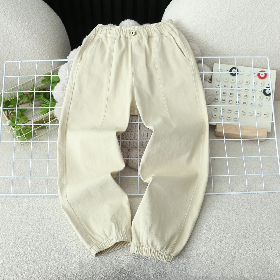 110703 男童女童舒适百搭宽松纯色洋气时尚韩版休闲裤春秋款