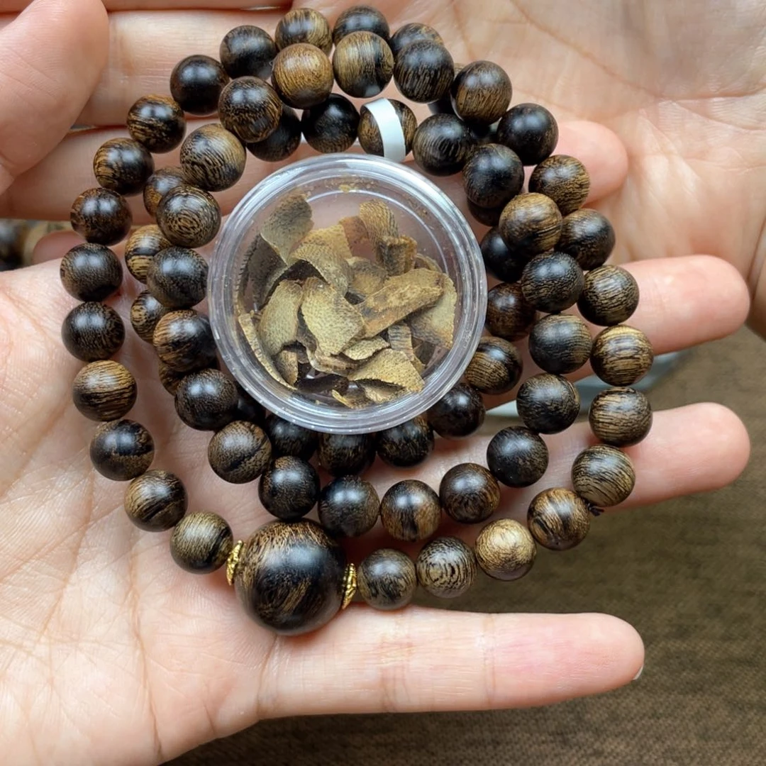 沉香碎屑沉香人**茶➕沉香佛珠越南芽庄白奇楠玉化虎皮瘿子瘤疤
