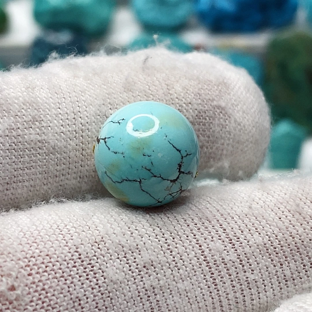 绿松石未镶嵌天然原矿 地大质检12.3mm