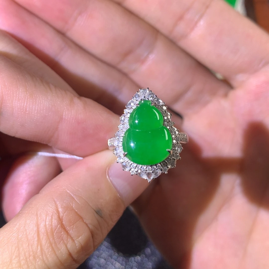 翡翠18K金镶嵌戒指两用款