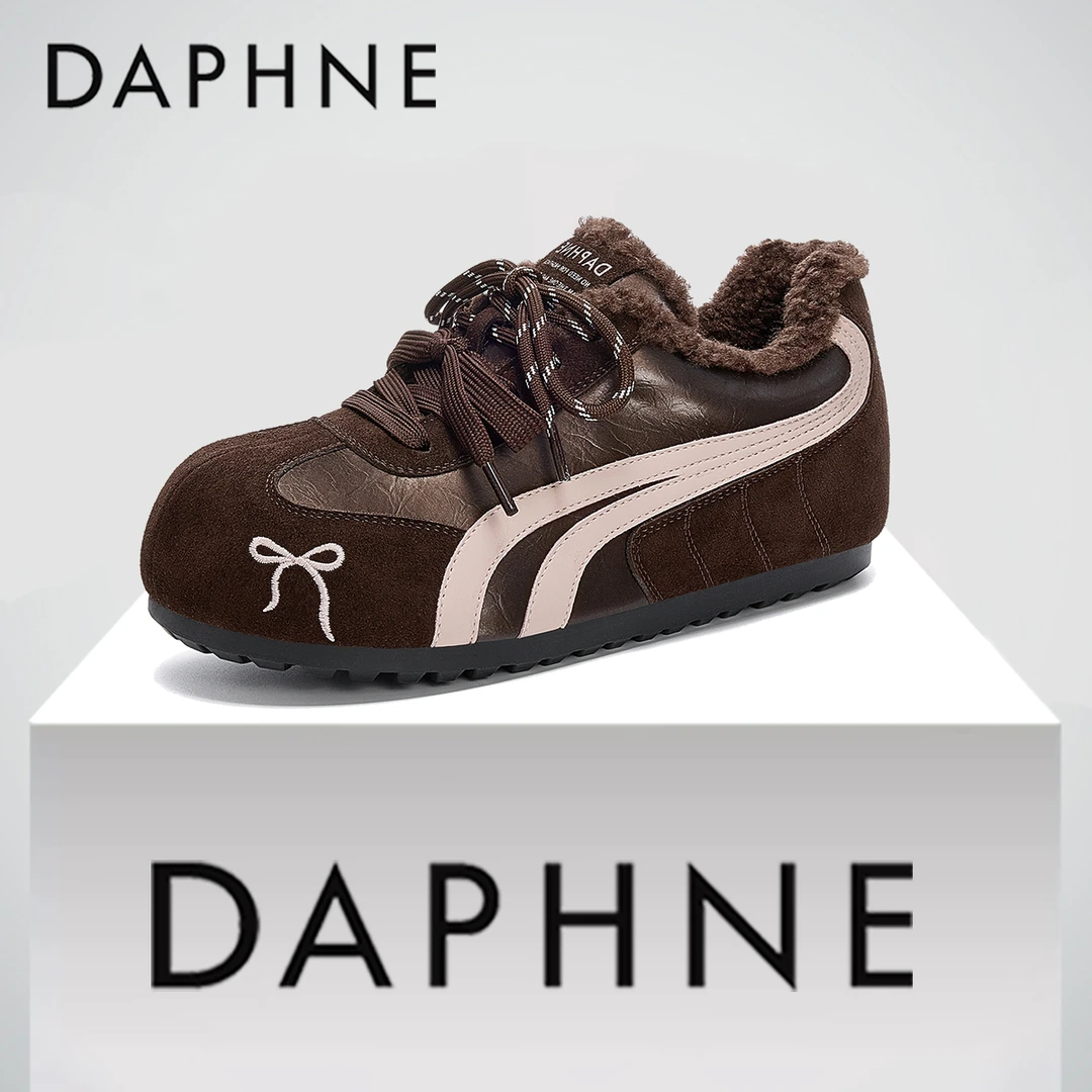达芙妮软底轻便德训鞋女2025冬季新款加绒保暖时尚百搭休闲阿甘鞋