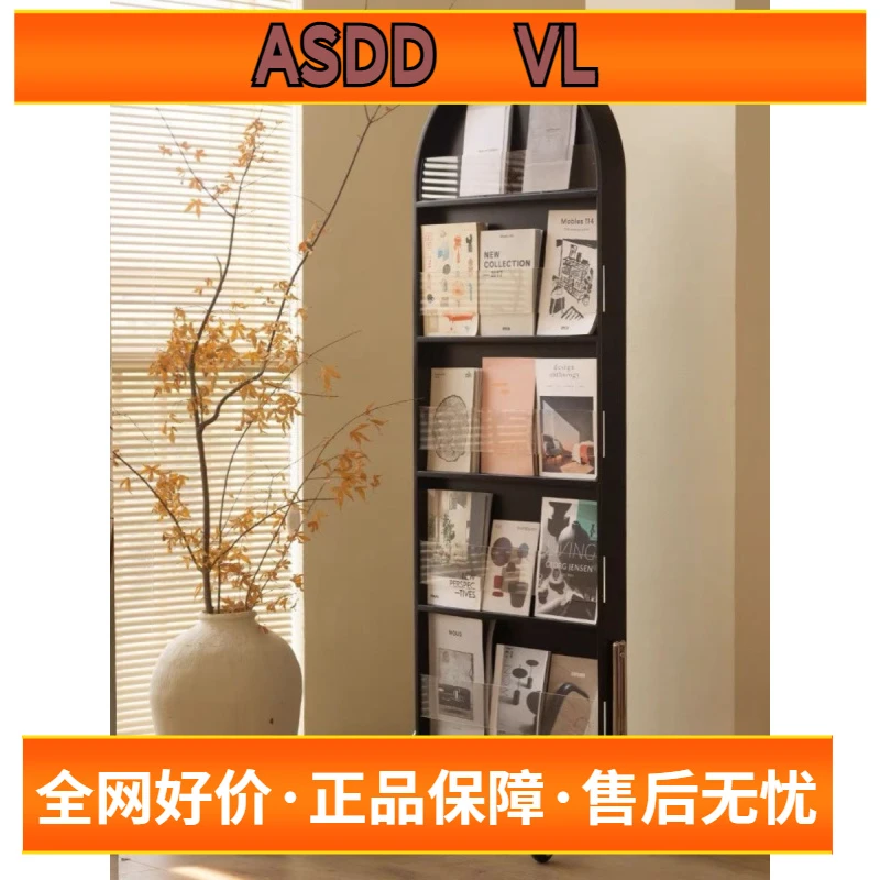复古实木穿衣镜落地全身镜家用中古试衣镜子卧室可移动杂志置物架