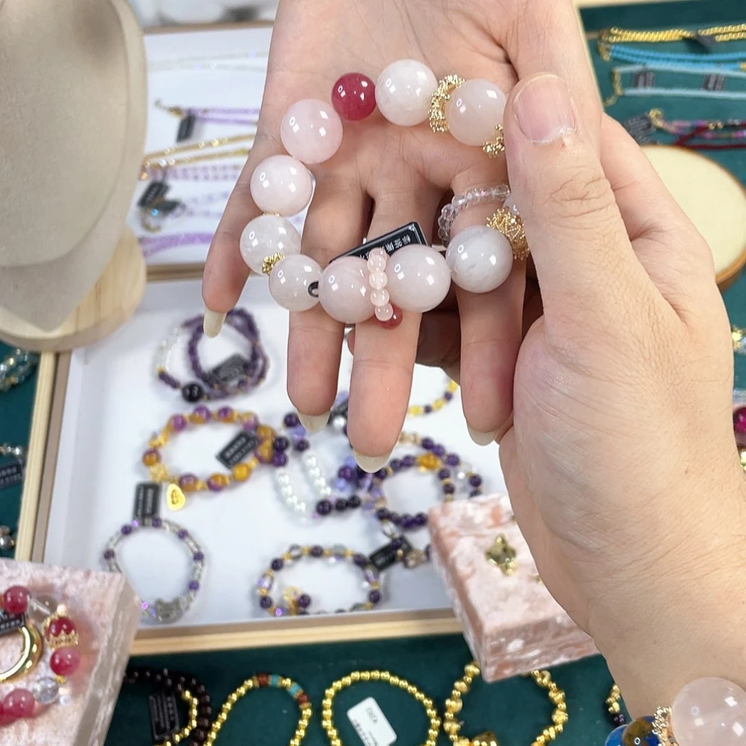 水晶手链银S925镀金镶嵌