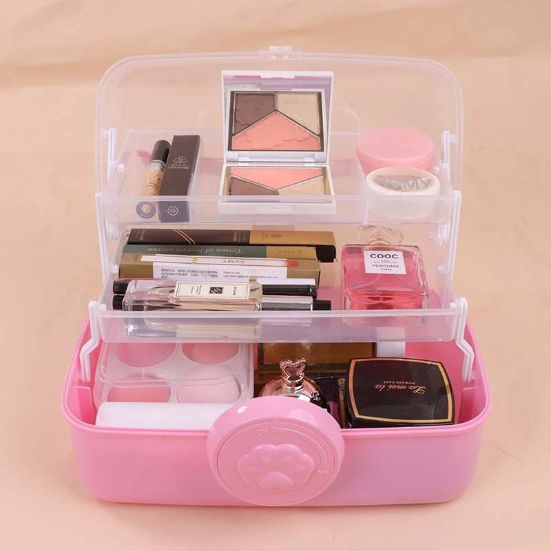 2025可爱三层猫耳收纳盒化妆品收纳工具箱美术生笔盒素描文具盒咕