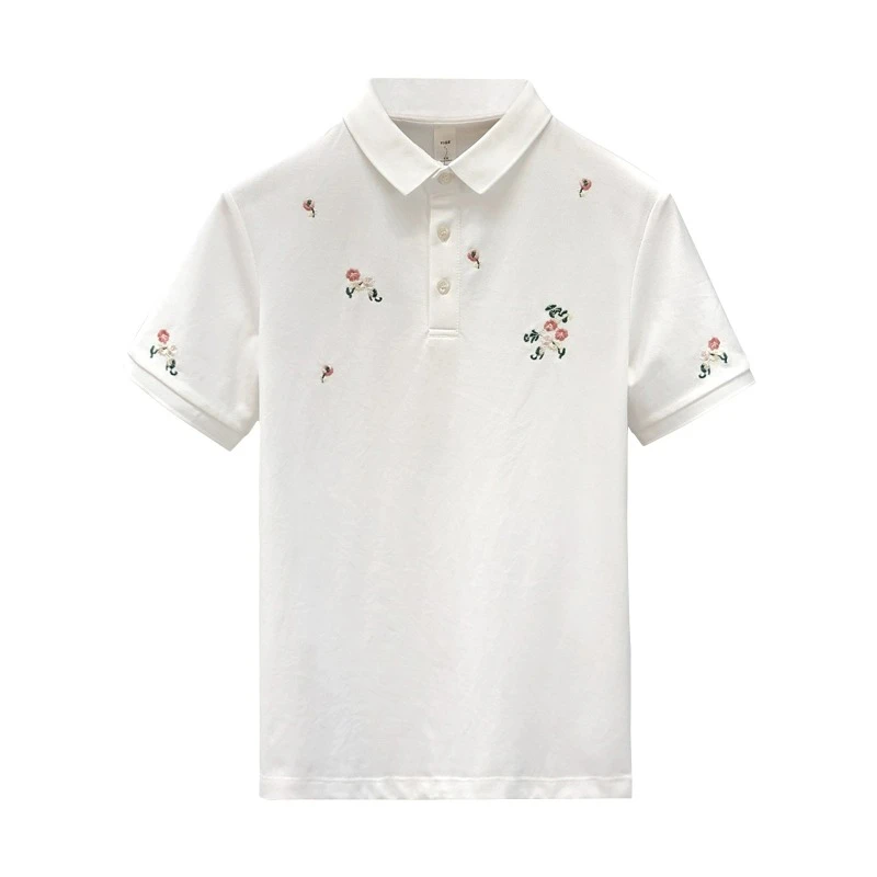 DASELUENA/达司勒娜刺绣青年polo衫男生痞帅修身翻领短袖t恤男夏