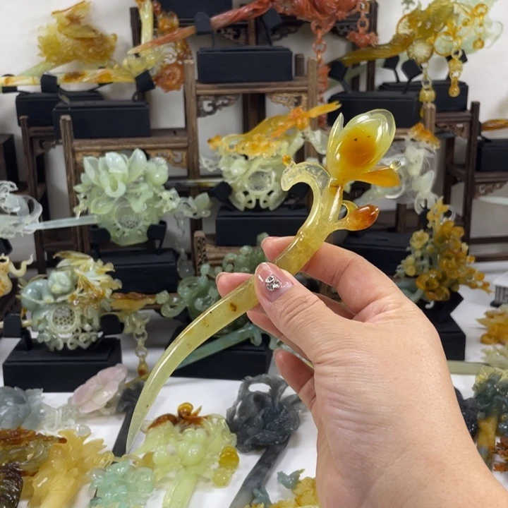 岫玉未镶嵌发饰发簪