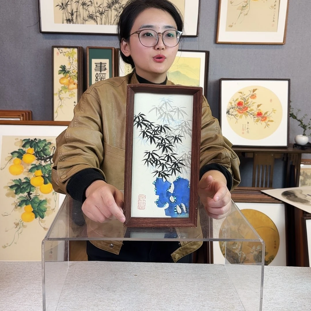国画手绘带框尺寸：16*29