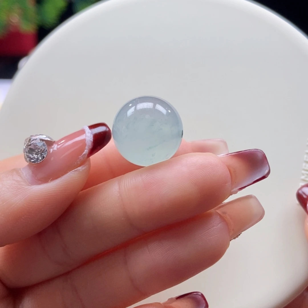 翡翠散珠翡翠冰天空蓝大珠卡16.3mm