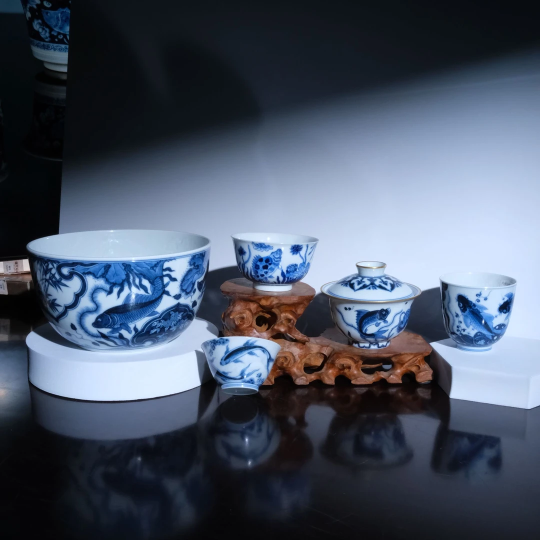 【器度甄选】景德镇 清本源 青花鱼藻系列