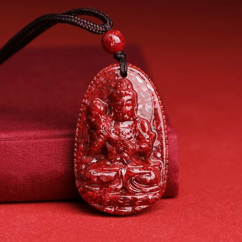 含辰砂工艺品高品质晶体砂十二生肖本命佛（女款）吊坠