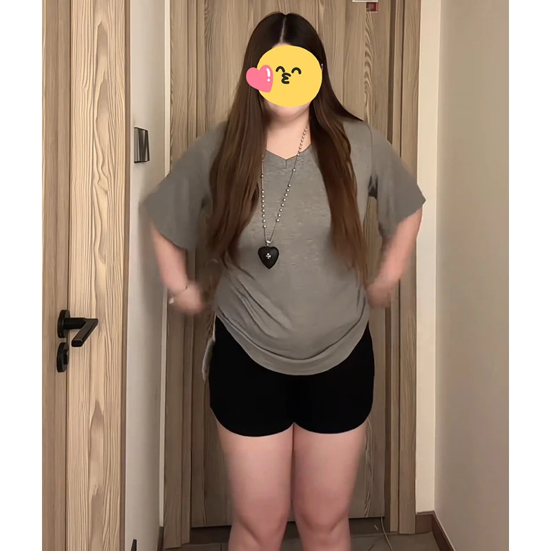 纯欲风修身正肩V领短袖T恤女夏季新款不规则收腰显瘦灰色百搭上衣