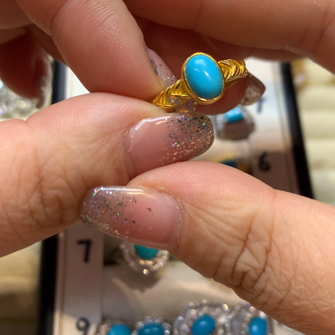 绿松石银S925镶嵌戒指