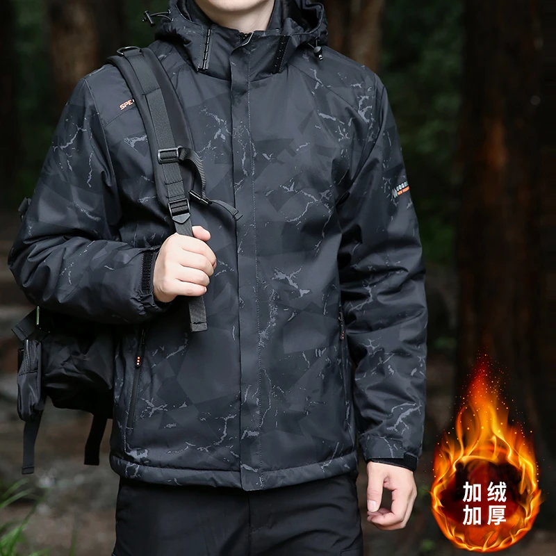 莫安摩萨利冬季加绒加厚山系户外冲锋衣登山服外套防风防水夹克男