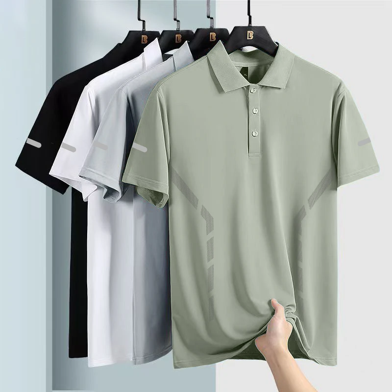 夏季清爽凉感科技冰丝透气弹力POLO衫短袖T恤男夏季新款保罗衫
