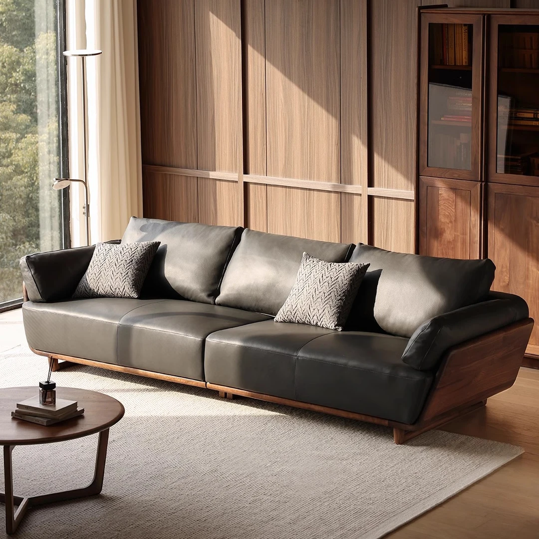 北美黑胡桃木全真皮纯实木头层牛皮皮质沙发小户型客厅真皮沙发