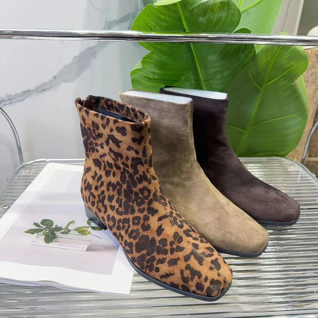 秋冬新款韩版通勤瘦瘦简约粗跟裸靴短靴776-109(不加绒)