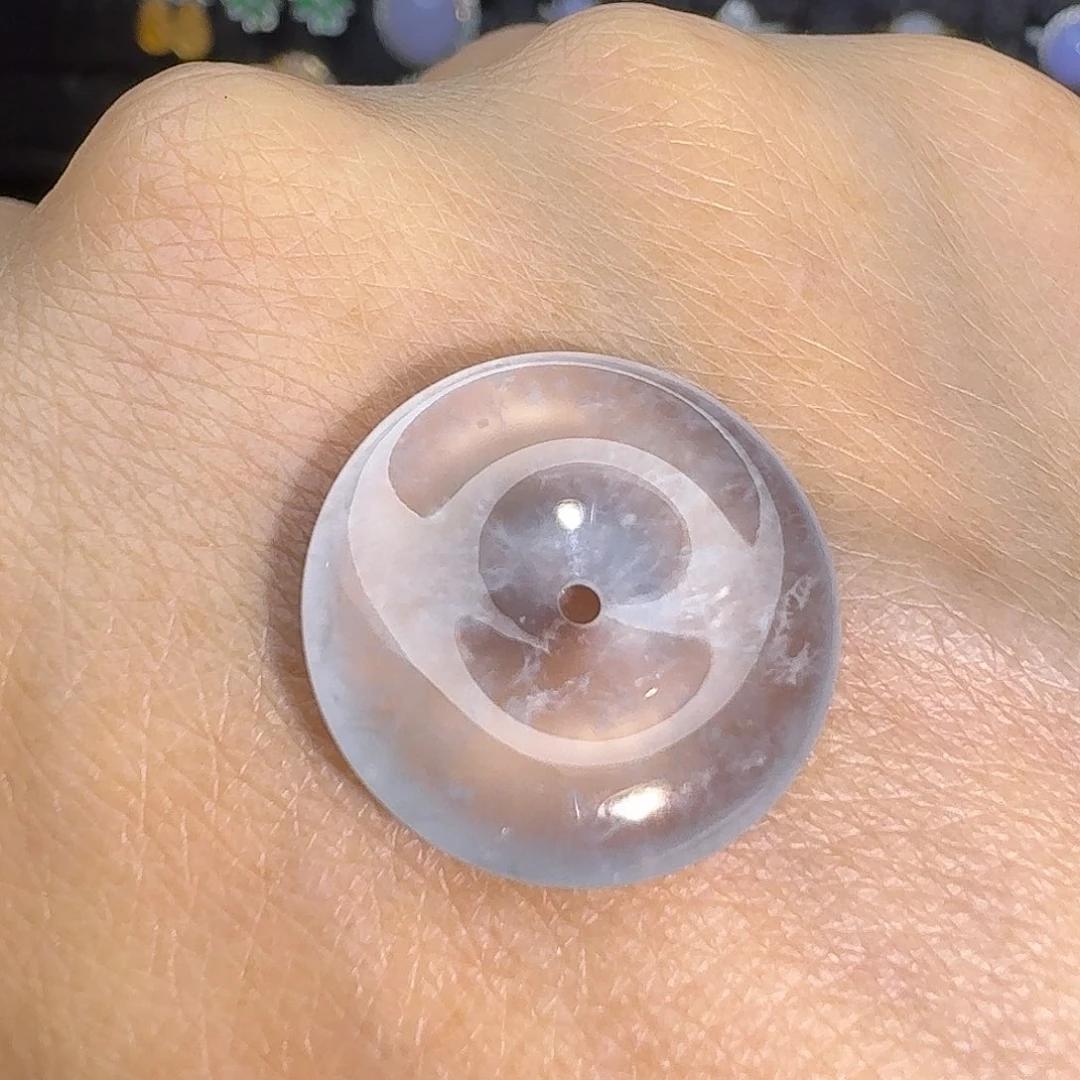 翡翠未镶嵌颈饰玻璃种飘雪花棉平安扣