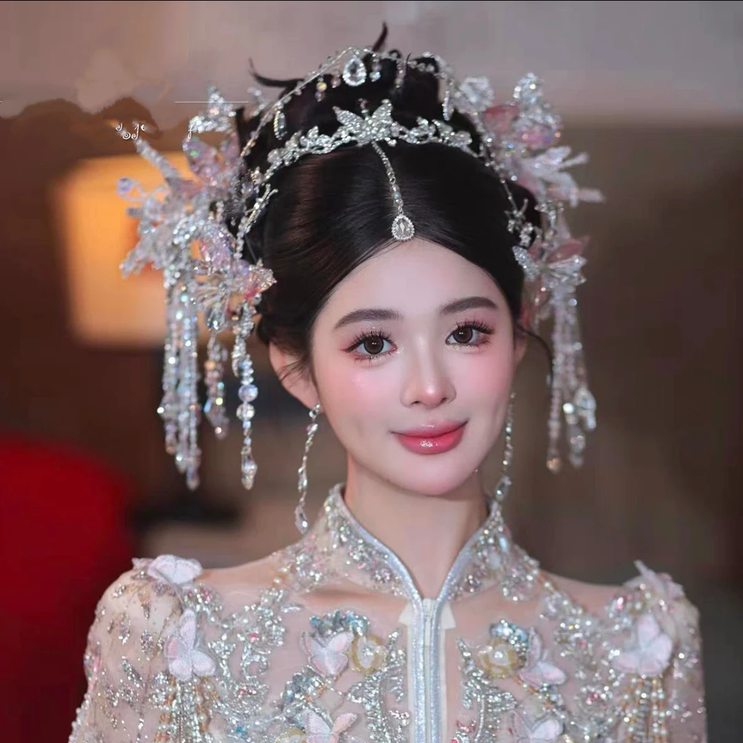 z8394新款浅粉色减龄中式婚礼秀禾古风新娘头饰