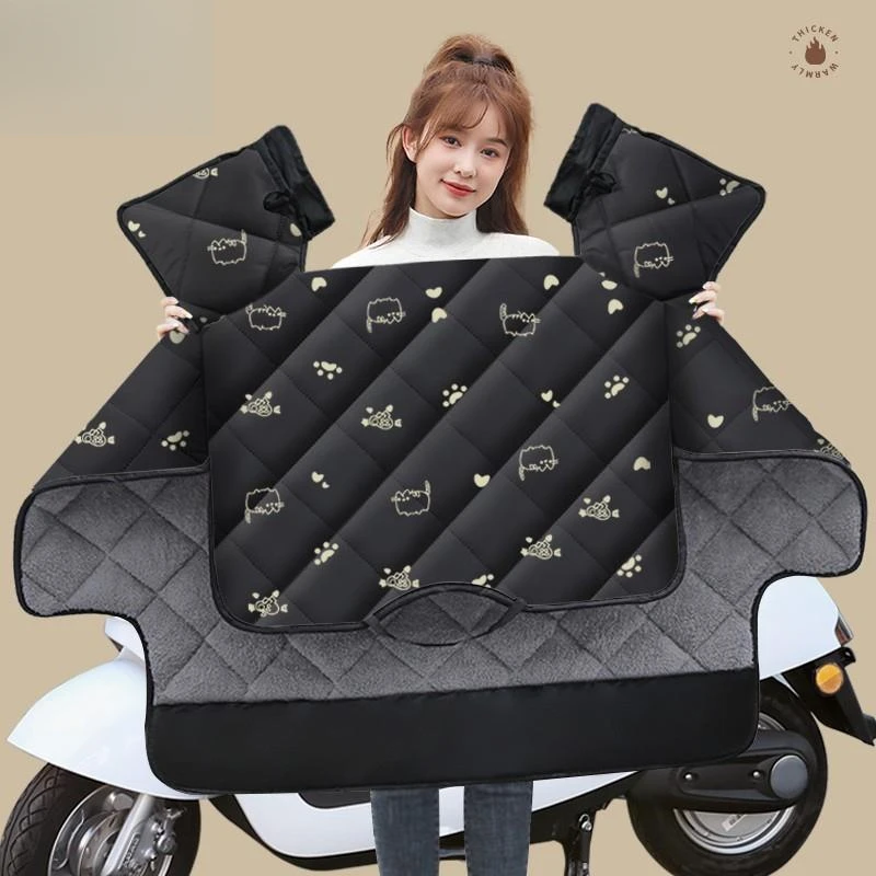 电动车挡风被冬季加绒加厚电瓶机车防风罩四季通用冬款双面防水