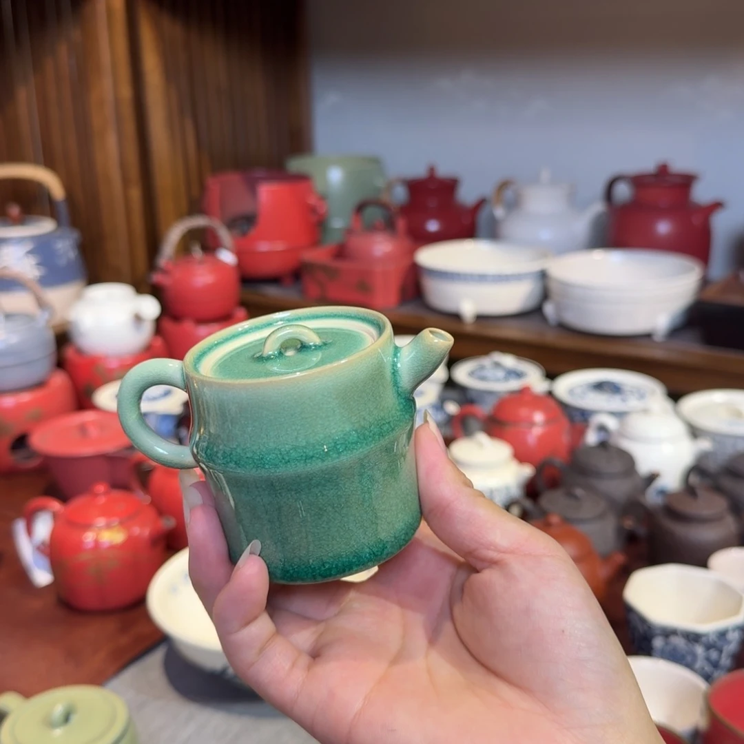 小***可青花瓷梵山堂陶壶竹节小品壶