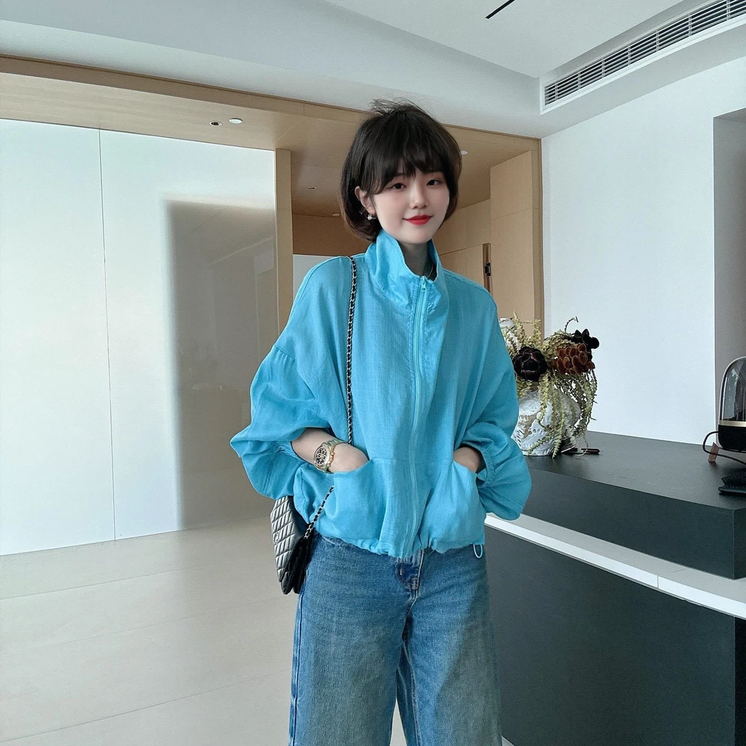 短款立领防晒衣外套女2025春季新款小个子宽松时尚百搭薄款上衣女