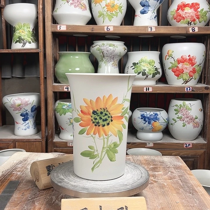 摆件浪花盆向日葵陶瓷陶瓷