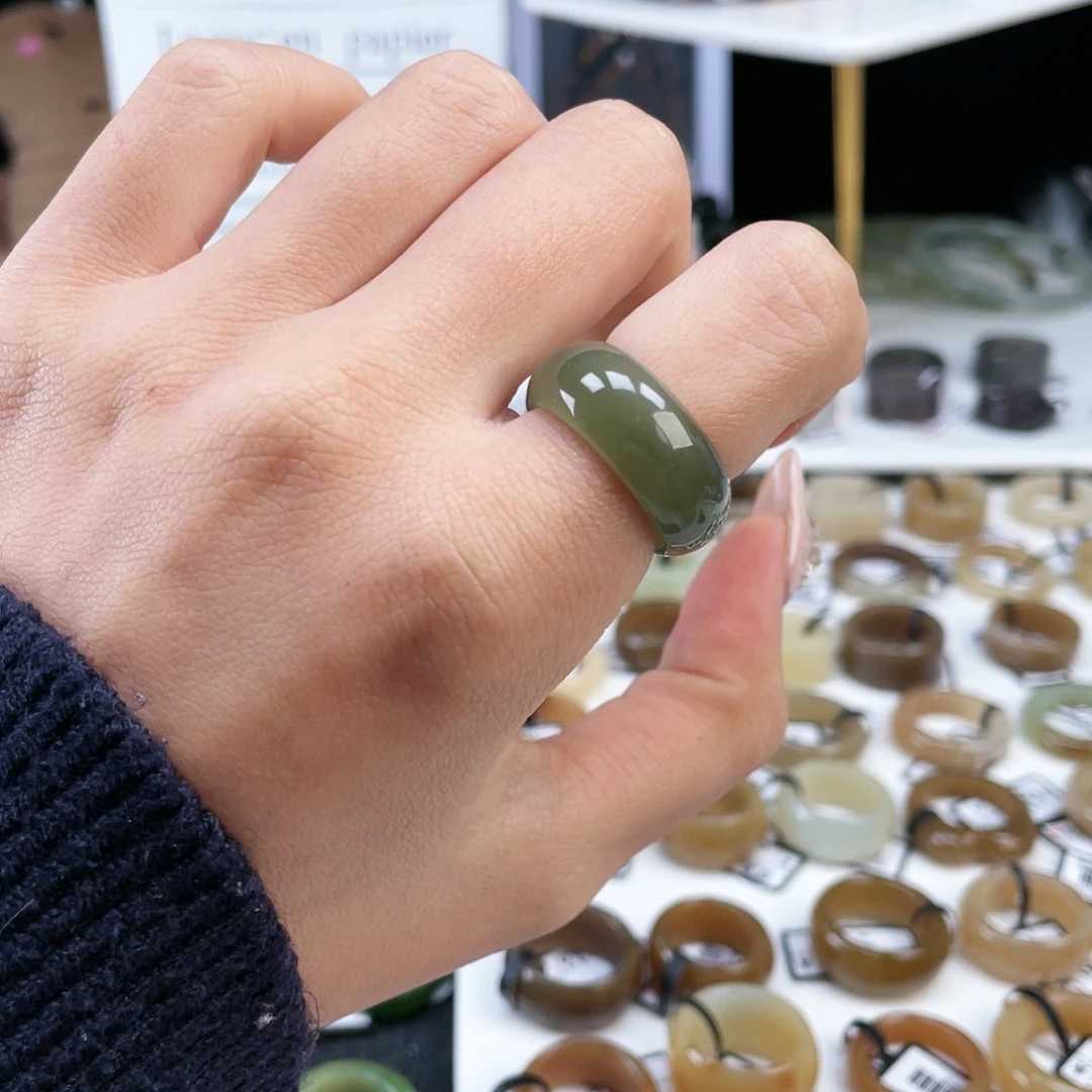和田玉未镶嵌戒指P32碧玉细轮胎16.8不退换