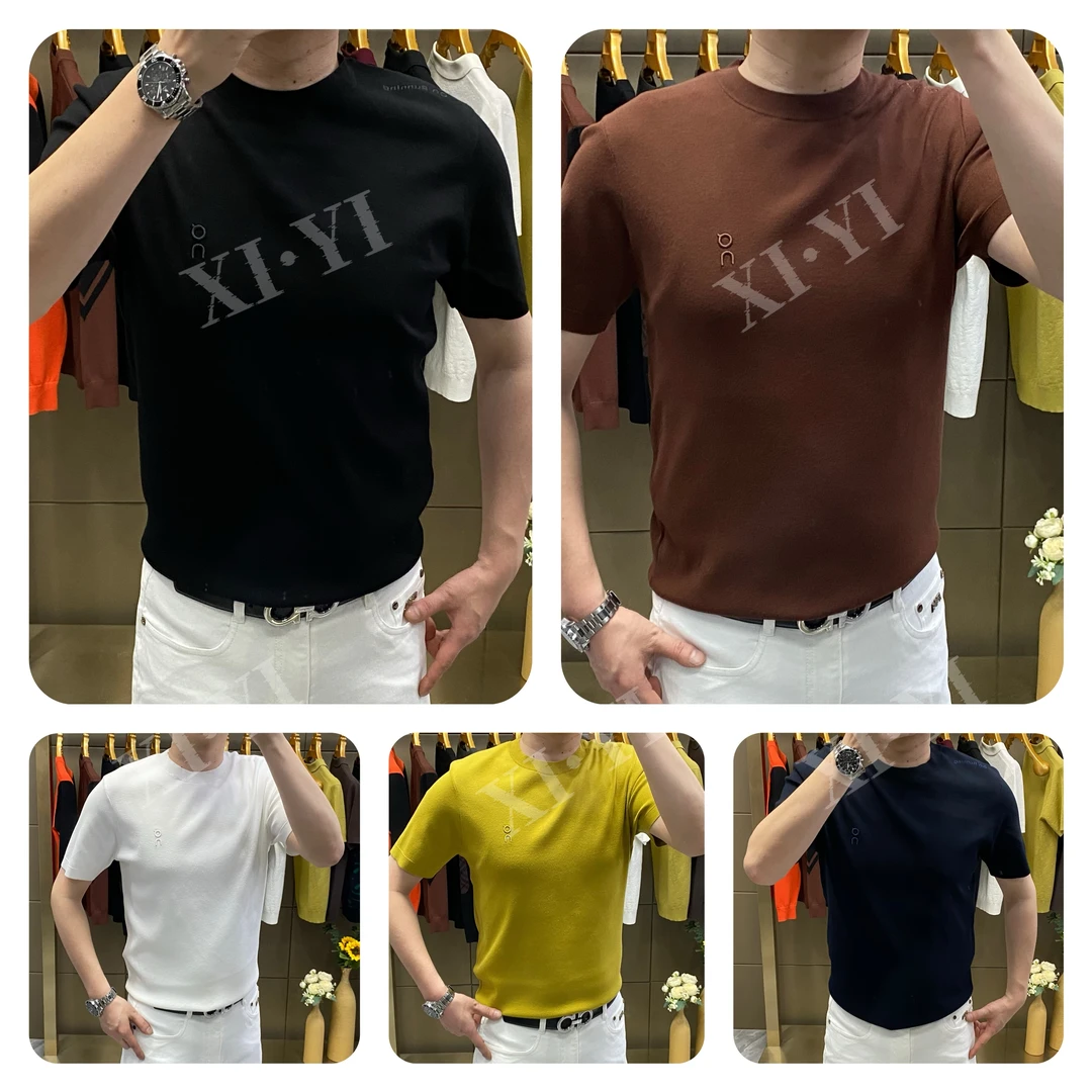 【XI.YI/熙怡】新款潮流男士百搭净版小标圆领半袖针织衫 5456802