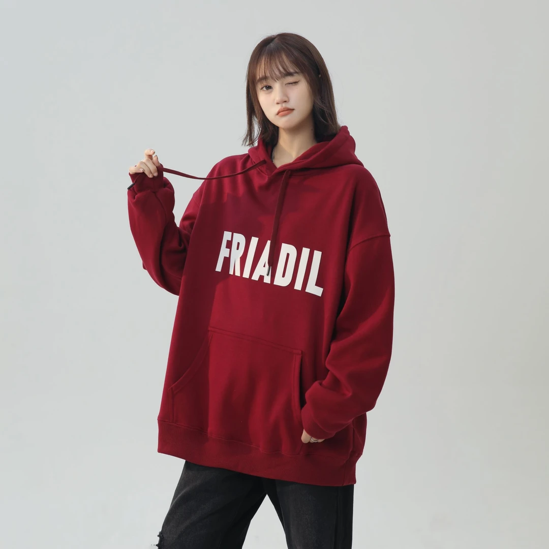 2025新款美式休闲百搭宽松情侣连帽卫衣