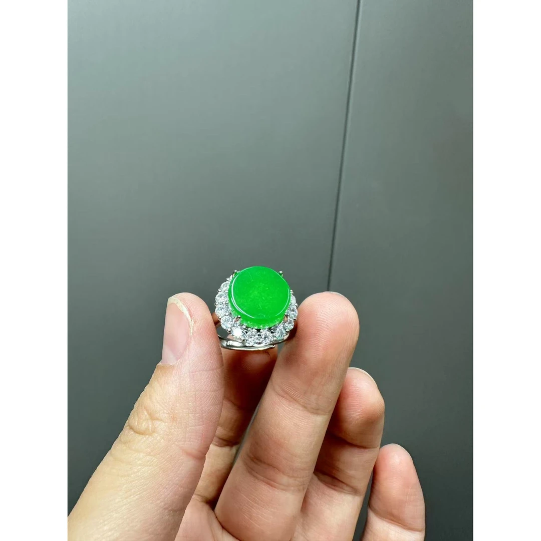 翡翠四爪s925太阳花圆牌戒指